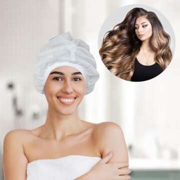 Net Plopping Cap For Drying Curly Hair, Adjustable Hair Plopping Cap With Drawstring Curly Hair Net for Plopping, Net Plopping Diffuser Cap