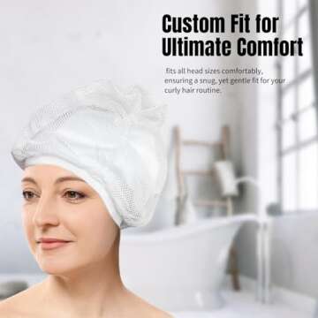 Net Plopping Cap For Drying Curly Hair, Adjustable Hair Plopping Cap With Drawstring Curly Hair Net for Plopping, Net Plopping Diffuser Cap