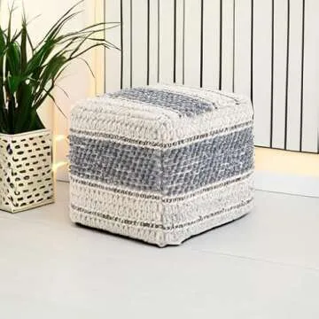 SIMPLIHOME Grady Boho Pouf - Versatile and Stylish