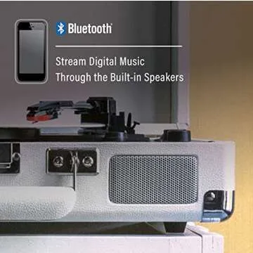 Crosley CR8005F-WS Cruiser Plus Vintage 3-Speed Bluetooth in/Out Suitcase Vinyl Record Player Turntable, White Sand