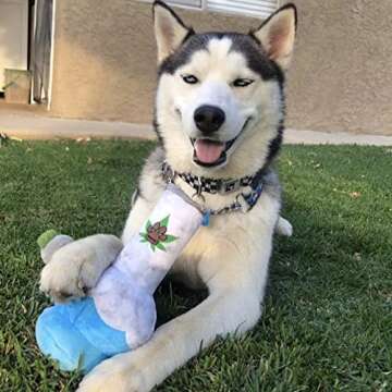 Nestpark Puppy Chiefer 3000 - Funny Dog Toys - Plush Squeaky Weed for Medium, Small and Large - Cute...