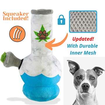 Nestpark Puppy Chiefer 3000 - Funny Dog Toys - Plush Squeaky Weed for Medium, Small and Large - Cute Dog Gifts for Dog Birthday - Cool Stuffed Dog Toys