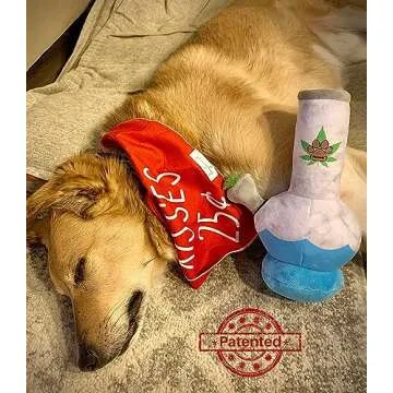 Nestpark Puppy Chiefer 3000 - Funny Dog Toys - Plush Squeaky Weed for Medium, Small and Large - Cute Dog Gifts for Dog Birthday - Cool Stuffed Dog Toys