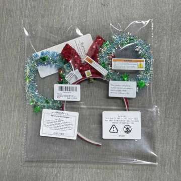 CASDRE Christmas Light up Mouse Ear Headband Xmas Bow Hair Hoop Bell Sparkle Headbands Party Hair Accessories for Women and Girls (A Red Green)