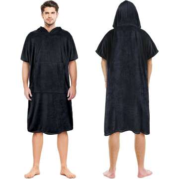 Premium Surf Poncho Changing Towel Robe for Adults - Hooded, Oversized & Absorbent