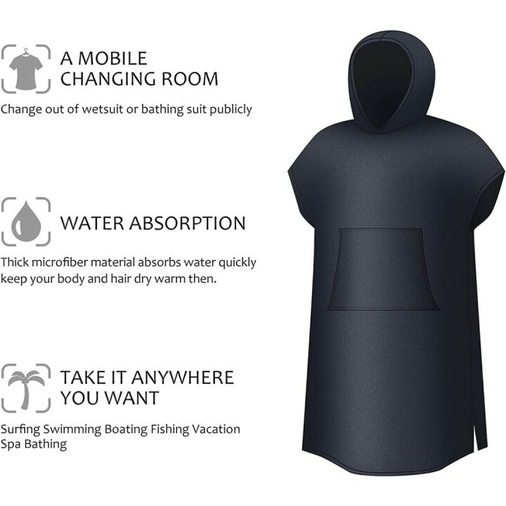 Hooded Surf Poncho for Easy Change & Drying