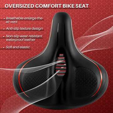 Oversized Bike Seat for Peloton Bike & Bike+, Comfort Seat Cushion Compatible with Peloton, Road or ...