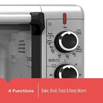 BLACK+DECKER TO3240XSBD 8-Slice Extra-Wide Convection Oven, Stainless Steel, Black, Stainless Steel, Black