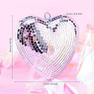Valentines-Day Gift Heart Shaped Disco-Ball - 2 Pack Mirror Disco Balls for Valentines Day Gift Part...