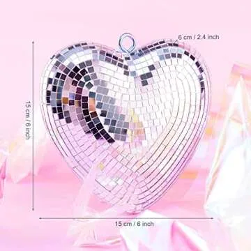 Valentines-Day Gift Heart Shaped Disco-Ball - 2 Pack Mirror Disco Balls for Valentines Day Gift Part...