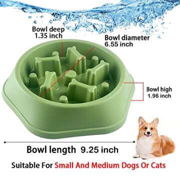 CAISHOW Slow Feeder Dog Bowl Anti Gulping Healthy Eating Interactive Bloat Stop Fun Alternative Non ...