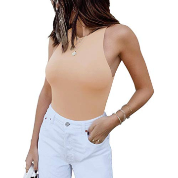 REORIA Women’s Sexy Sleeveless Racer Back Halter Neck Bodysuit Tank Top