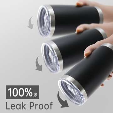20 oz Tumblers Bulk Stainless Steel Tumbler with Lid Double Wall Vacuum Insulated Coffee Mug 20oz Powder Coated Cup for Hot and Cold Drinks, Black, 12 pack