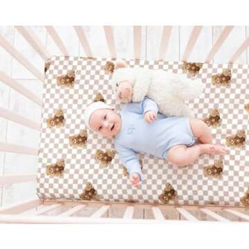 Fitted Baby Crib Sheets Bear & Buffalo Check Set for All