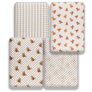 Fitted Baby Crib Sheets Bear & Buffalo Check Set for All
