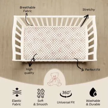 Fitted Baby Crib Sheets Bear & Buffalo Check Set for All