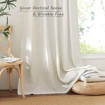 NICETOWN Natural Thick Linen Curtains 108 inches Long for Bedroom, Pinch Pleated/Rod Pocket/Back Tab Privacy Added Window Treatments with Light Filtering for Living Room, W52 x L108, 2 Panels