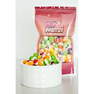 Freeze Dried Skittles Fruit Crunch Original candy 4oz gift bag strawberry, green apple, grape, lemon, lime orange crunchy sweet treat snack food storage RJ Pantry freeze dried candy