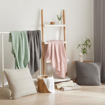 Elegant PHF 100% Cotton Waffle Weave Euro Shams 2 Pack