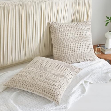 Elegant PHF 100% Cotton Waffle Weave Euro Shams 2 Pack