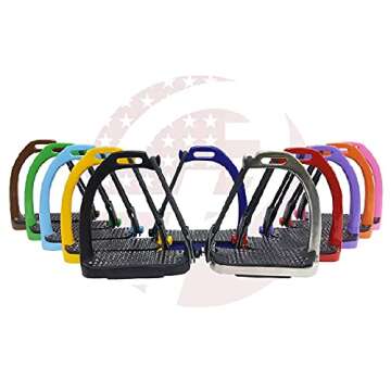RIDING GEARS 4'',4.25’’,4.50’’,4.75’’,5’’ Inch Rainbow Color Peacock Horse Stirrups ...