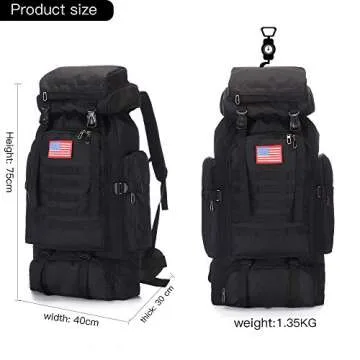 70l Hiking Backpack for Men Waterproof Military Camping Rucksack Travel Daypack