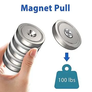 Neodymium Round Base Cup Magnets with Heavy Duty Countersunk Hole, 110 lbs Strong Rare Earth Magnets with Screws for Refrigerator, Office, DIY, Craft, 1.26 Inch x 0.2 inch, Pack of 10