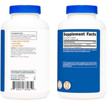 Nutricost N-Acetyl L-Cysteine (NAC) 600mg, 180 Capsules - Non-GMO, Gluten Free