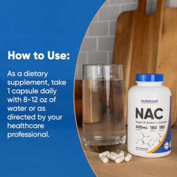 Nutricost N-Acetyl L-Cysteine (NAC) 600mg, 180 Capsules - Non-GMO, Gluten Free