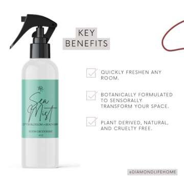 The Diamond Life Home "Sea Mist"Cotton Blossom & Beach Linen, Carpet Powder & Upholstery Freshener With Room Deodorizer, Air/Fabric/Linen Mist Odor Eliminator For Homes With Kids & Pets Bundle