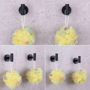 GERZWY Modern Matte Black 4-Piece Bathroom Hardware Set 12-Inch Towel Bar Toilet Paper Holder and 2X Towel Hook Wall Mounted SUS 304 Stainless Steel