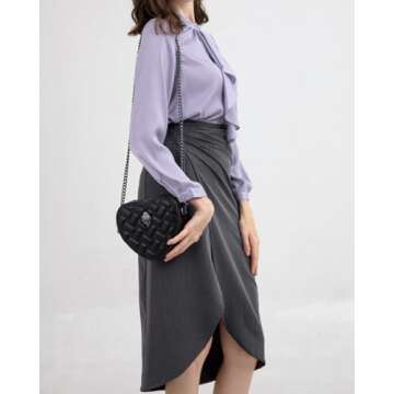 Rejolly Quilted Heart Shaped Purse for Women Crossbody Bag PU Leather Shoulder Bag Cute Diamond Clut...