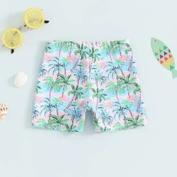 Baby Boy Swimsuit Toddler Baby Boy Beach Swim Shorts Bathing Suitt Swimsuit Swimwear Shorts Boys Swim Trunks (AD-Pink,6-12 Months)