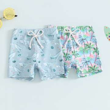 Baby Boy Swimsuit Toddler Baby Boy Beach Swim Shorts Bathing Suitt Swimsuit Swimwear Shorts Boys Swim Trunks (AD-Pink,6-12 Months)