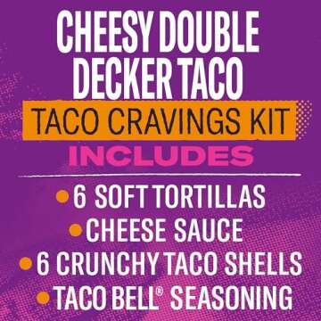 Taco Bell Cheesy Double Decker Taco Dinner Kit with 6 Soft Tortillas, 6 Crunchy Taco Shells, Velveet...