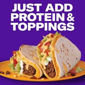 Taco Bell Cheesy Double Decker Taco Dinner Kit with 6 Soft Tortillas, 6 Crunchy Taco Shells, Velveeta Cheese Sauce & Seasoning, 14 oz Box