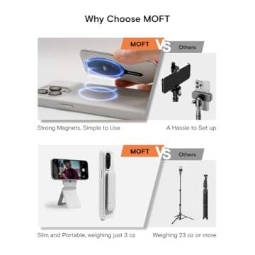 MOFT Phone Tripod Stand Compatible with iPhone 16/15/14/13/12 Series, Angle Adjustment & Strong Magnets MOVAS Vegan Leather Invisible Selfie Stick Tripod, Sunset (Without Card Slot)