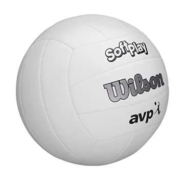 Wilson AVP Soft Play Volleyball - Official Size, White, 18-Panel, Comfortable Synthetic Construction