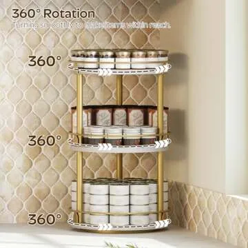 Yatiney 3-Tier Lazy Susan, Rotating Spice Rack, Spinning Organizer, Industrial Turntable Spice Rack ...