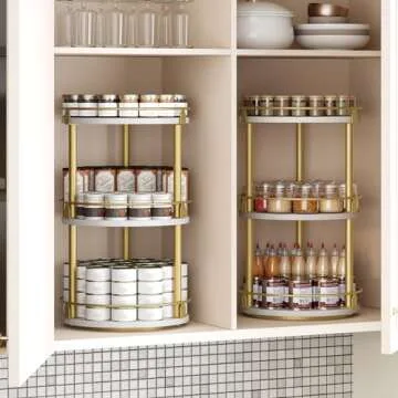 Yatiney 3-Tier Lazy Susan Spice Rack for Kitchen