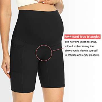 GLAMIX Women's Maternity Yoga Shorts 8" Stretch Over The Belly Workout Active Biker Pregnancy Short Pants