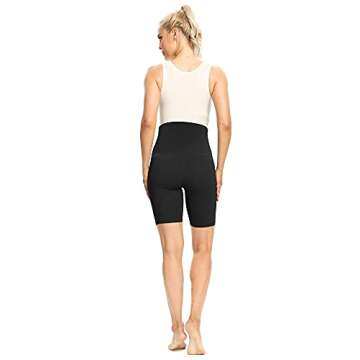 GLAMIX Women's Maternity Yoga Shorts 8" Stretch Over The Belly Workout Active Biker Pregnancy Short Pants