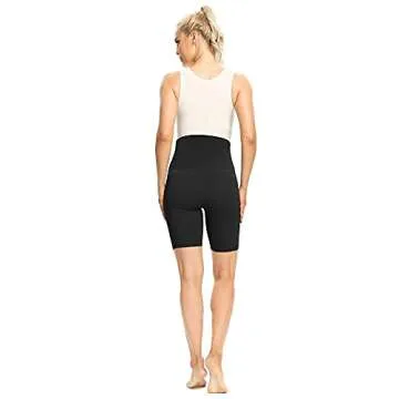 GLAMIX Women's Maternity Yoga Shorts 8" Stretch Over The Belly Workout Active Biker Pregnancy Short Pants