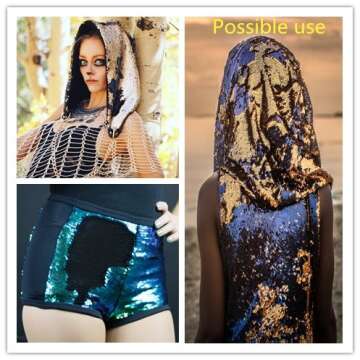 Sequins Sewing Fabric Mermaid Flip Up Sequin Reversible Sparkly Fabric 1 Yard (36'' x 47'') for Dress Clothing Making Home Decor (Mermaid Green & Black)