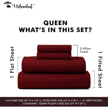 Luxury 700 Thread Count Queen Sheets Set - Burgandy