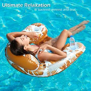 Jasonwell Inflatable Pool Float Chair - Floating Pool Chair Lounge Floats for Swimming Pool Water Ch...