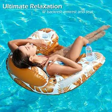 Jasonwell Inflatable Pool Float Chair - Floating Pool Chair Lounge Floats for Swimming Pool Water Ch...