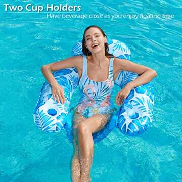 Jasonwell Inflatable Pool Float Chair - Floating Pool Chair Lounge Floats for Swimming Pool Water Chair Pool Lounger with Cup Holder Pool Toy Party Floaties for Adults