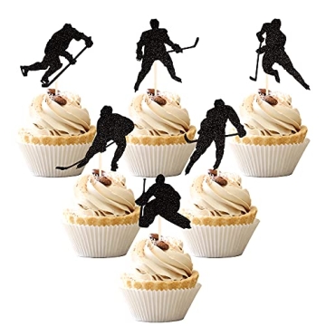 24 PCS Hockey Cupcake Toppers for Unforgettable Parties