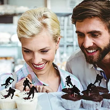 Hockey Cupcake Toppers Set for Kids Birthday Parties